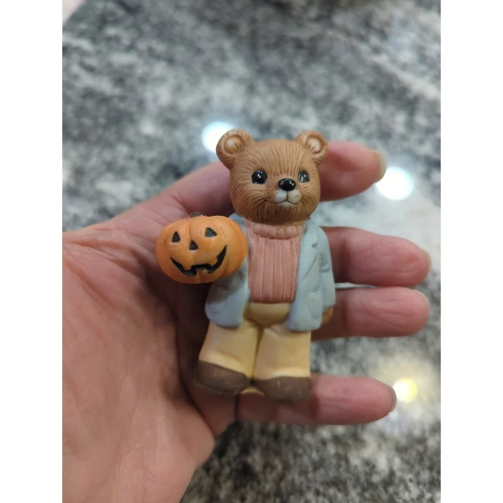 6 Vintage Homco Halloween Fall Mini Miniature Holiday Bears Ghost Pumpkin